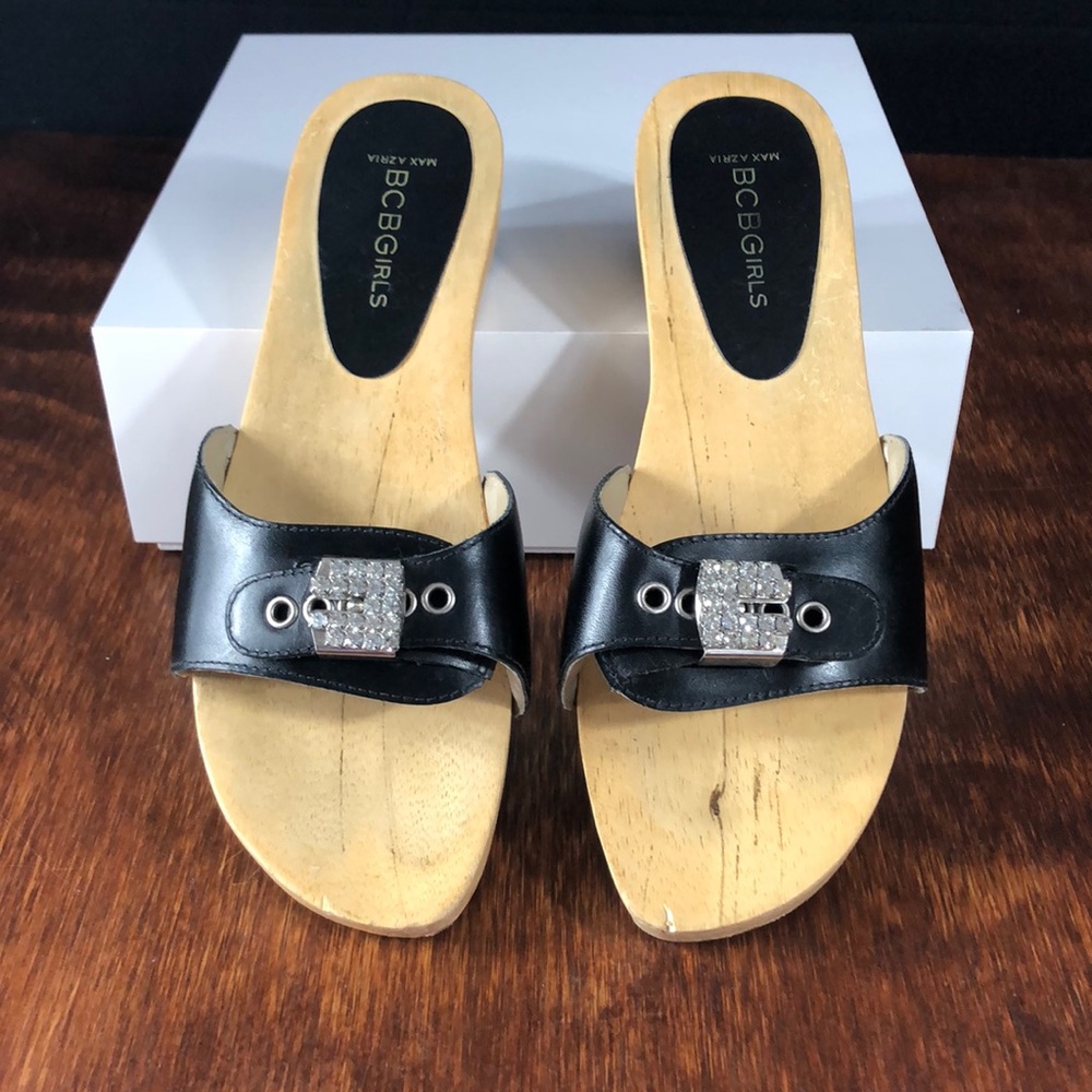 BCBGirls Max Azria Slides w/Rhinestone Buckle
